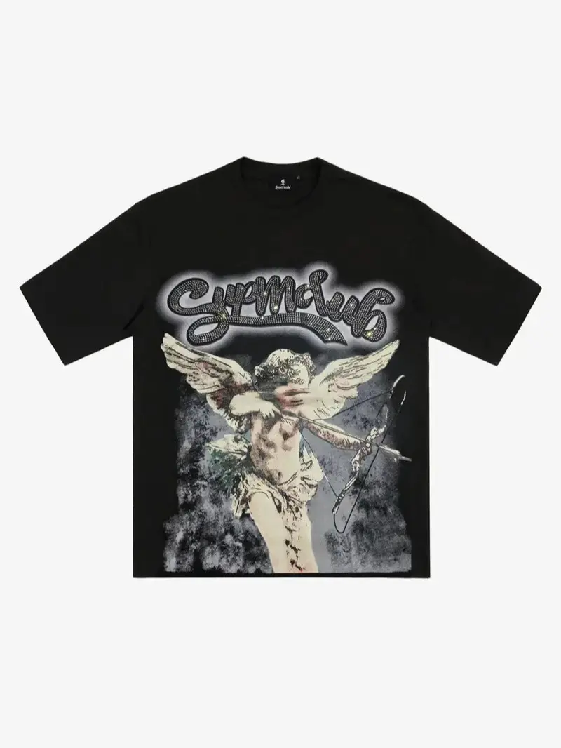 Thesupermade Retro Cupid Rhinestone Graphic T-Shirt,back to school,back to school shopping