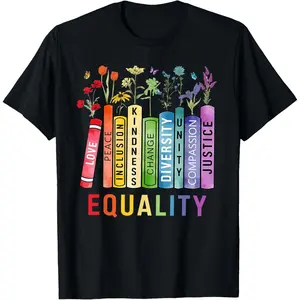 Equality Books Peace Love Compassion LGBT Gay Lesbian Pride T-Shirt