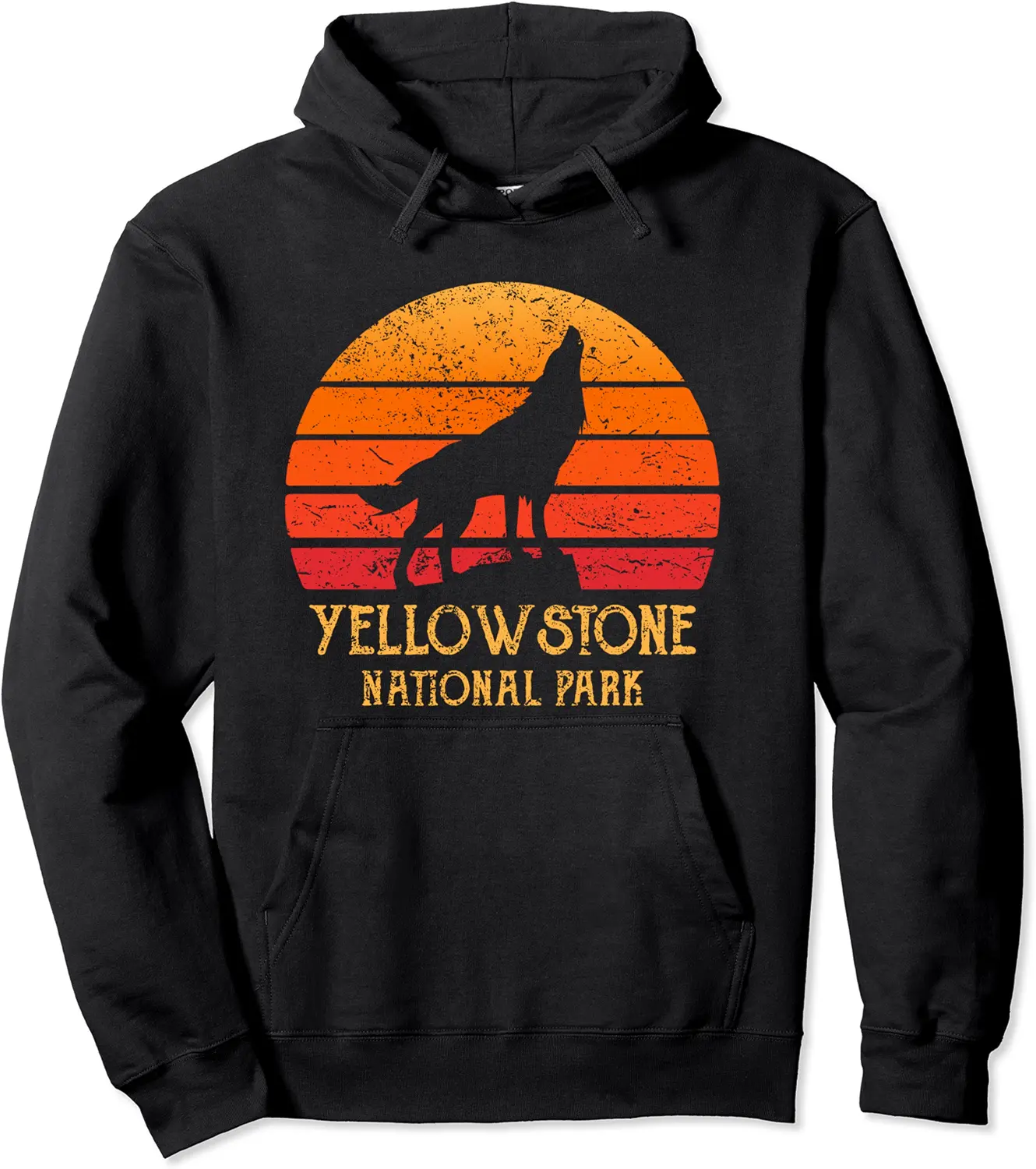 Vintage 80s Retro Yellowstone National Park Stuff Wolf Pullover Hoodie - Rubencordov Shop 91B0B4Z2VB6V