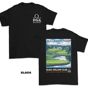 PGA Championship Quail Hollow 2025 Graphic Tees for Men & Women, Breathable Cotton Apparel, Golf Course Design with PGA Flag, Trendy Casual Gift for Golf Lovers