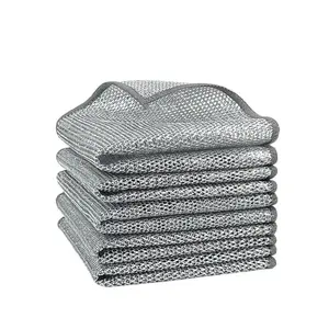 30PCS Non-Scratch Stainless Steel Dishcloth Set - Heavy Duty Wire Scrub Rags for Tough Grease/Burned Stains | Reusable Kitchen Cleaning Towels Pads for Dishes/Pans/Grills