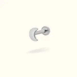 Titanium Moon Flat back Earring