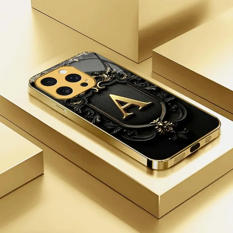 Suitable for [iPhone 16 Pro] high-end  phone case，the latest electroplated glass gold phone case—featuring a premium; major promotion underway—choose from any of the 26 letters！YM99