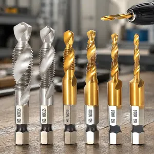 Industrial Grade HSS Tap Set M3-M10, Titanium Coated High-Speed Steel Hex Shank Thread Restorer Kit for Wood, Plastic, Copper, Aluminum & Metal Sheets, Precision Machinery Repair & Automotive Maintenance Tools