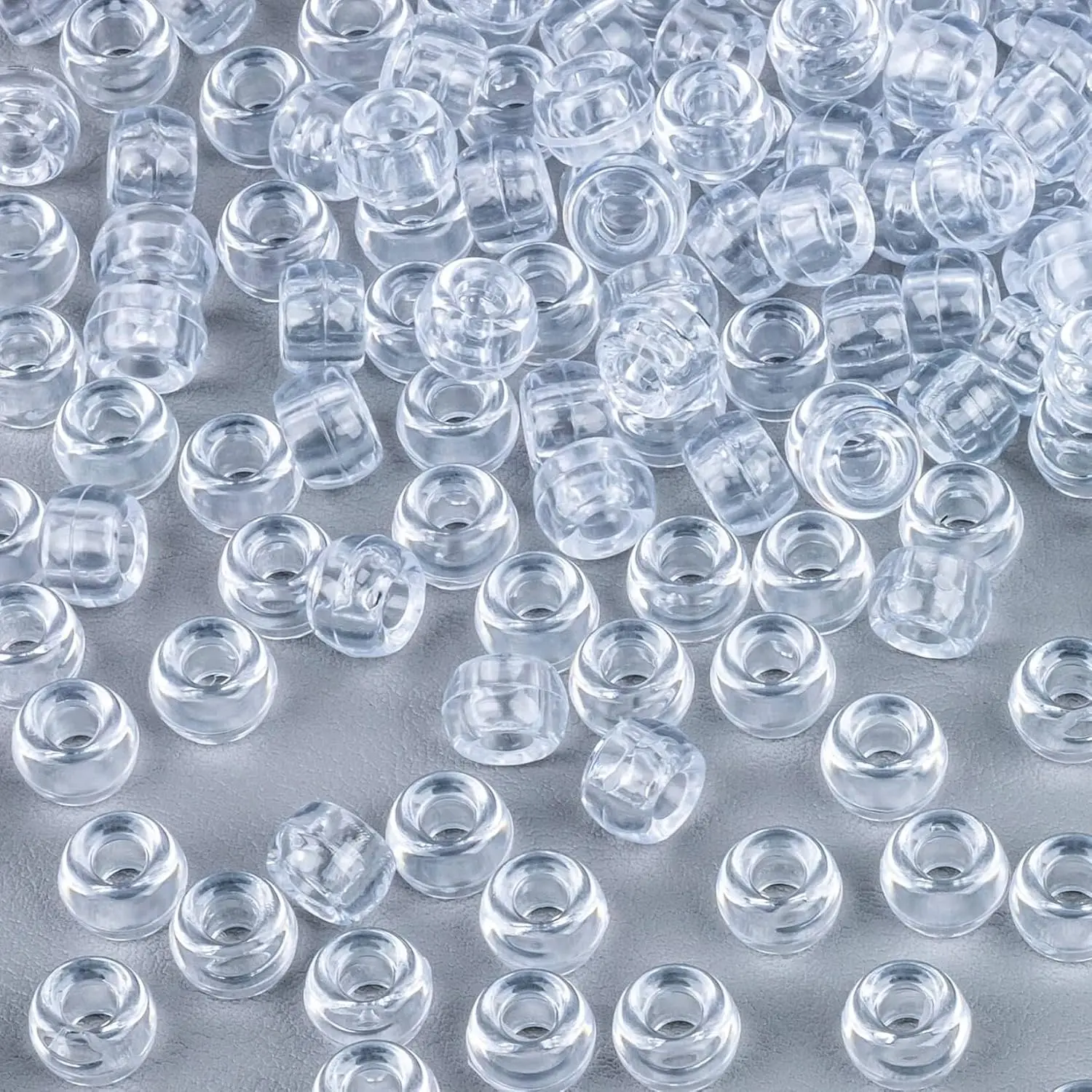 1000+ Pcs Pony Beads Bulk - Plastic Bracelet Beads Sukh 6x9 mm Crystal White Clear Pony Beads for Bracelets Making Hair Beads for Braids DIY Crafts