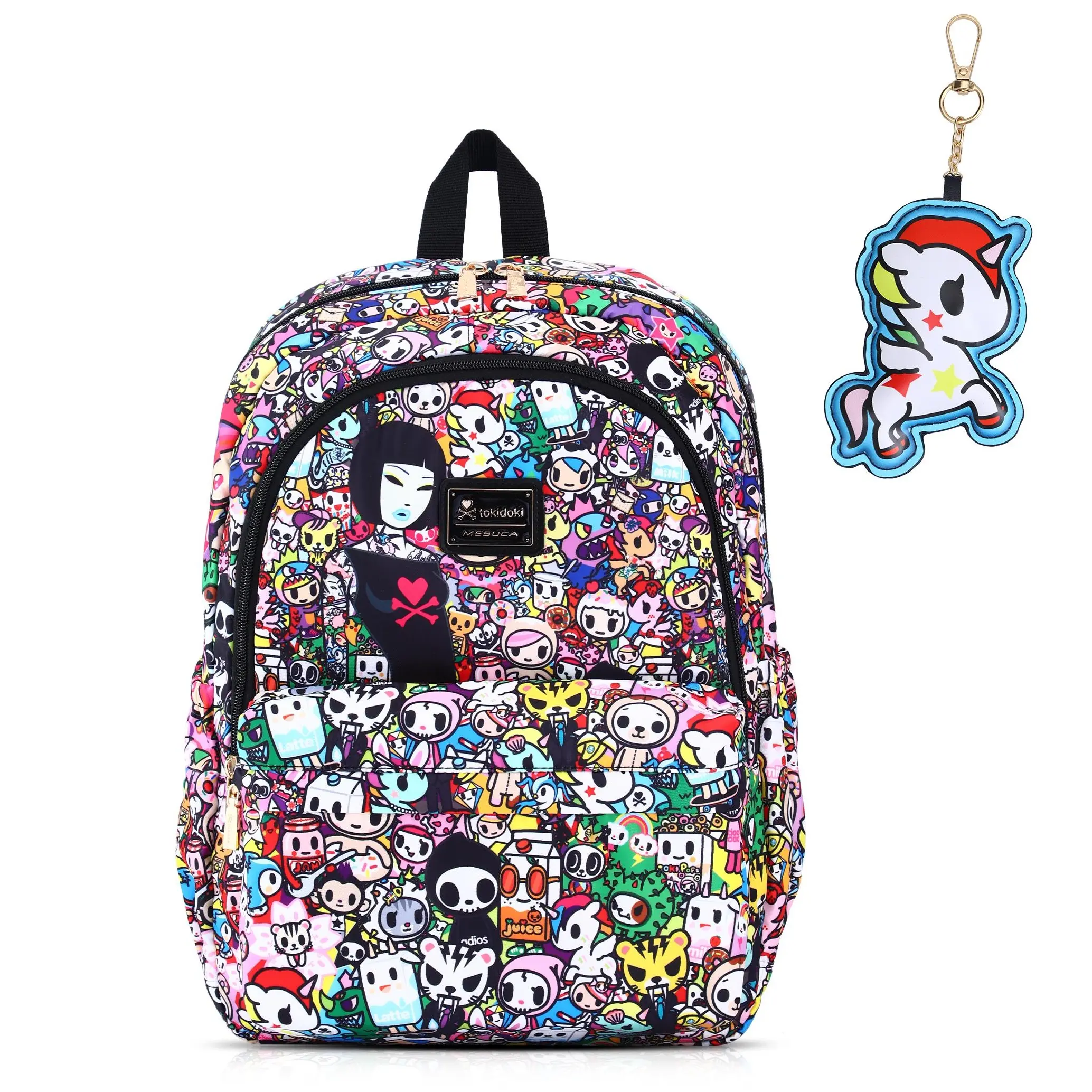 Tokidoki Backpack, Officially Licensed Women's Daypack with Bonus Keychain, Classic Tokidoki Character Print, Cute Lightweight School & Travel Bag, Gift for Tokidoki Fans