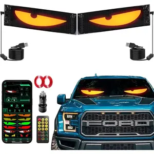 2-Pack: 19.3"x4.3" Dual LED Eyes – Perfect Sync Windshield Display For Cars,SUVs,Trucks | Programmable USB Matrix, App/Remote Control, Custom Car Sign