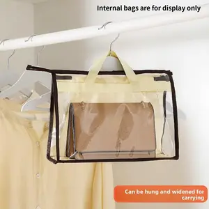Thickened PVC Transparent Waterproof Leather Bag, Large Capacity Wardrobe Hanging Organizer, Japanese Style Dust Bag for Miscellaneous Items