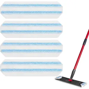 Microfiber Mop Pads Compatible with O Cedar H2prO Flat Mop System, H2prO Flat Mop Replacement Pads, Flat Mop Refills Flat Mop Heads Replacements for Floor Cleaning, Machine Washable, 4 Pack