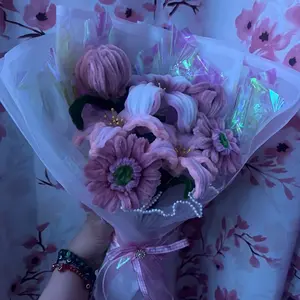 Pink Bouquet with Elegant Pearls and Bow - Perfect for Special Occasions and Gift Giving