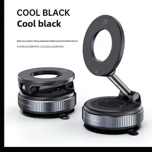Cool Black Upgraded Magnetic Phone Holder Unpowered Version 360° Rotatable Adjustable Foldable Magnetic Vacuum Adsorption Car Holder for iPhone & Android