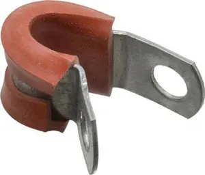 Made in USA Galvanized Steel Cushion Clamp with Silicone Cushion, 1/4" Pipe & 1/4" Rod Compatible, Gray & Red Finish, Model STAR-GS-4HT, All Seasons