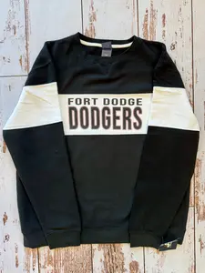 Black/White Block Fleece Crewneck - FD Dodgers