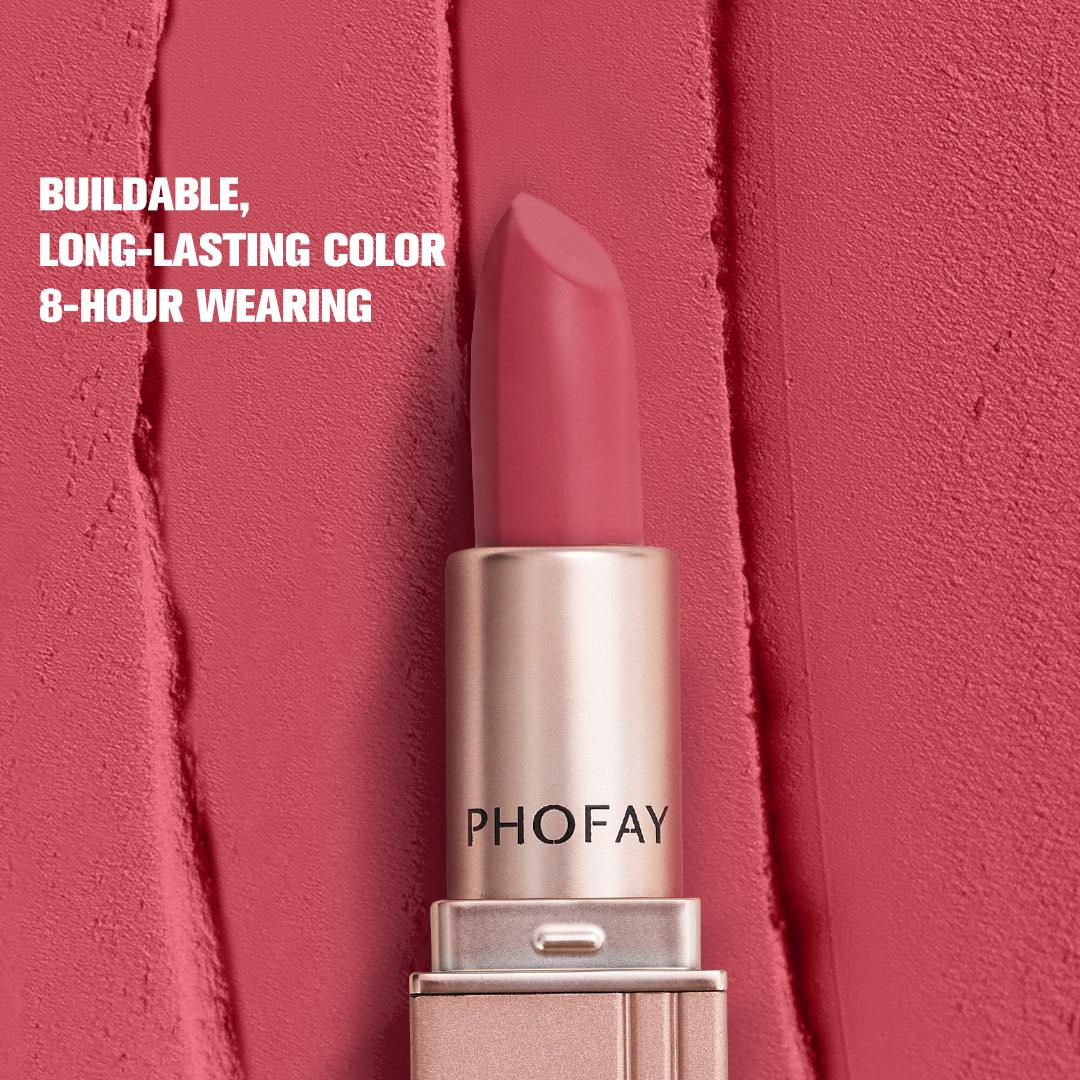 PHOFAY Matte Lipstick - Long Lasting Waterproof Formula Perfect for Evenly Distributing Color on Clean Dry Lips Cosmetic Makeup