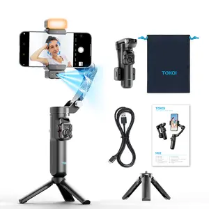 Auto Face Tracking Gimbal Stabilizer for Phone with Facetracker/Fill Light,3-Axis Phone Gimbal Foldable Mobile Photography Stabilizer for Smartphone,Gesture Control,Stabilizer for TikTok/YouTube/Vlog Video Recording