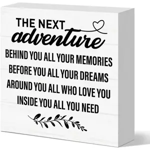 New Beginnings Gifts for Women Men, Farewell Moving Away Gifts for Women Divorce Friends Graduation Neighbor Coworker Boss New Job Retirement, The Next Adventure Sign 5x5 inch