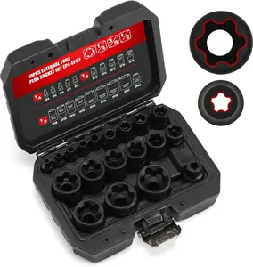 19 count External Torx Plus Socket Set 6 Point EP Socket Compatible with  EP4-EP32 with 1/2'' 3/8'' 1/4'' Dr CR-V