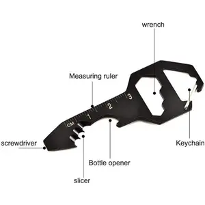 1pcs/2pcs Keychain Bottle Opener Multi Tool, 6-in-1 Keychain Pocket Tool for Bottle Opener, Screwdriver, Ruler, Wrench, Bit Driver, File Perfect Gifts for Boyfriends Husband Father(black))