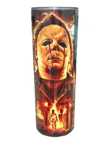 Michael Myers - House Fire - 20oz oz 20 oz. 20oz. Skinny Sublimation Tumbler Water Bottles - Amy's Tumbler Junkies - Your Favorite Tumbler Shop!