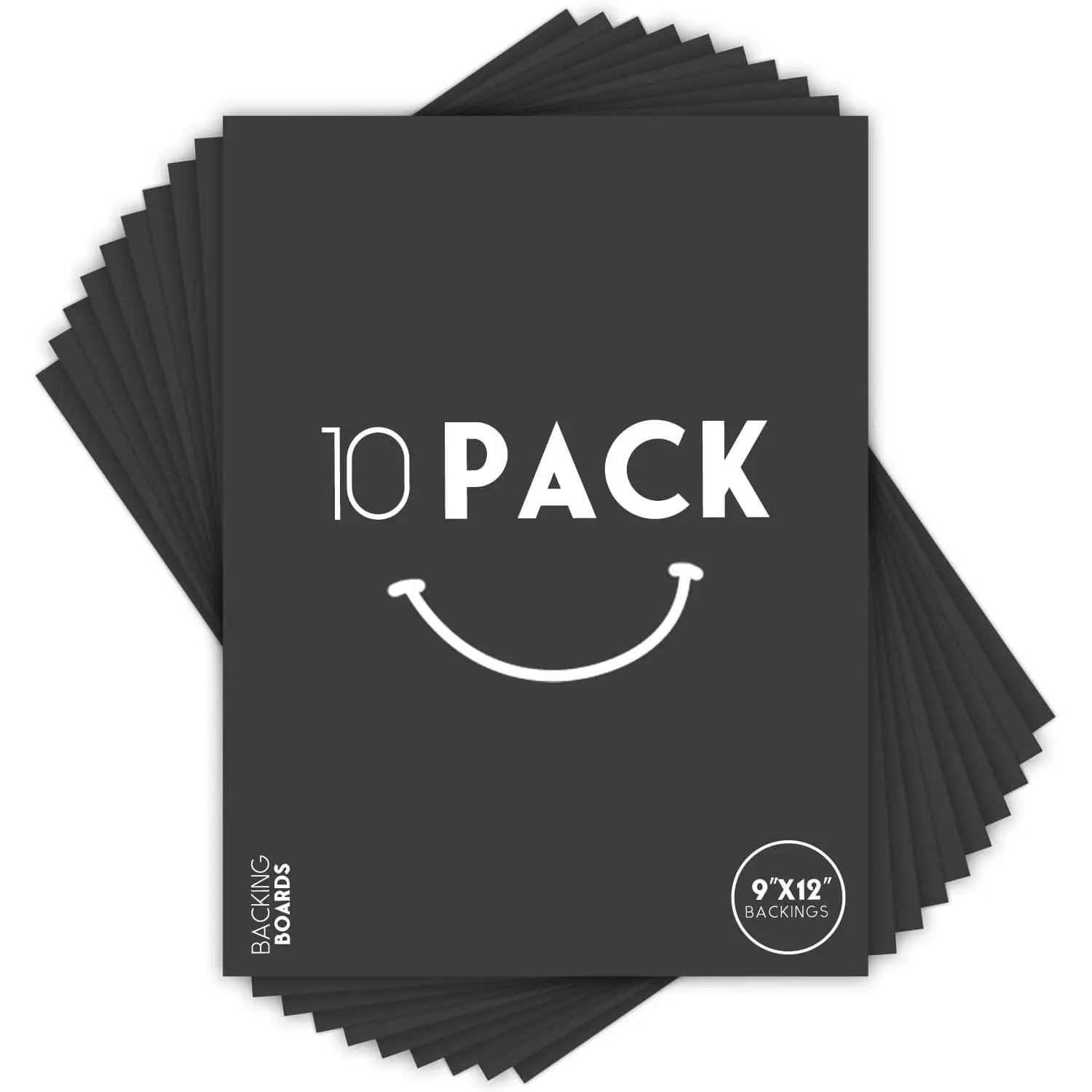 10 Pack 9x12 Uncut Photo Mat Matboard, Black Backing Board for Frame, Picture, Print