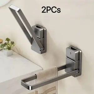 Foldable Suction Cup Towel Rack, Wall-Mounted Hand Towel Holder, No-Drill Bathroom Organizer, Ideal for Towels, Jewelry, Hairbands