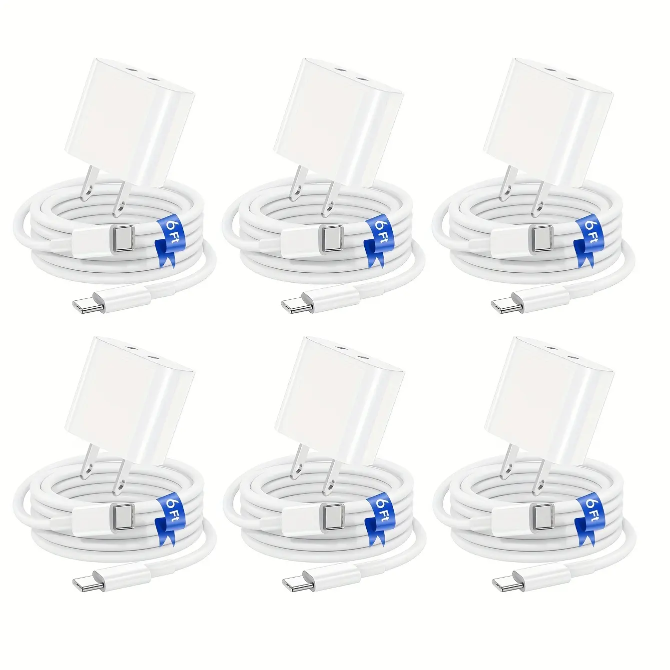 For IPhone 17 Charger Fast Charging, 6 Packs 40W Dual Port USB C Wall Charger Adapter With 6Ft Type C To C Cable For IPhone 17/16/15 Pro/15 Pro Max, IPad