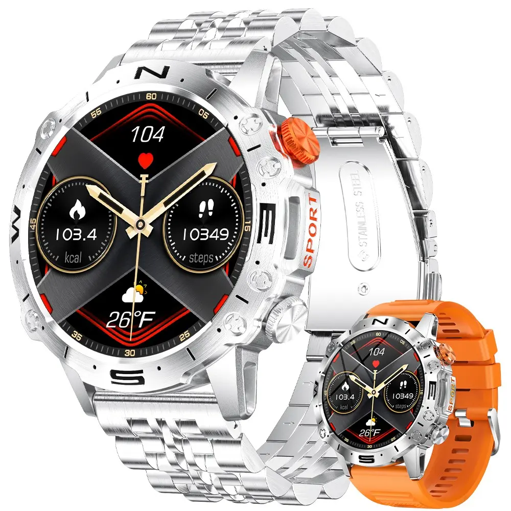 LIGE Men's Smartwatch with Phone Function for Android iOS 1.43 Inch Amoled HD Outdoor Sports Watch Smartwatch with 110 Sports Modes, Heart Rate Monitor / Sleep Monitor, IP68 Waterproof Pedometer Smart Watch