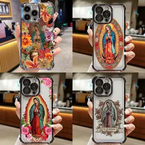 Virgin Mary Pattern Phone Case, Shockproof Rugged Cover with Four - Corner Cushion Padding Design for iPhone 11 12 13 14 15 16 17 Pro Max Plus Air #IPMLY6