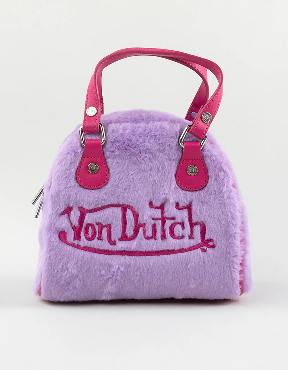 VON DUTCH  Womens Furry Bowling Bag, Lavendar