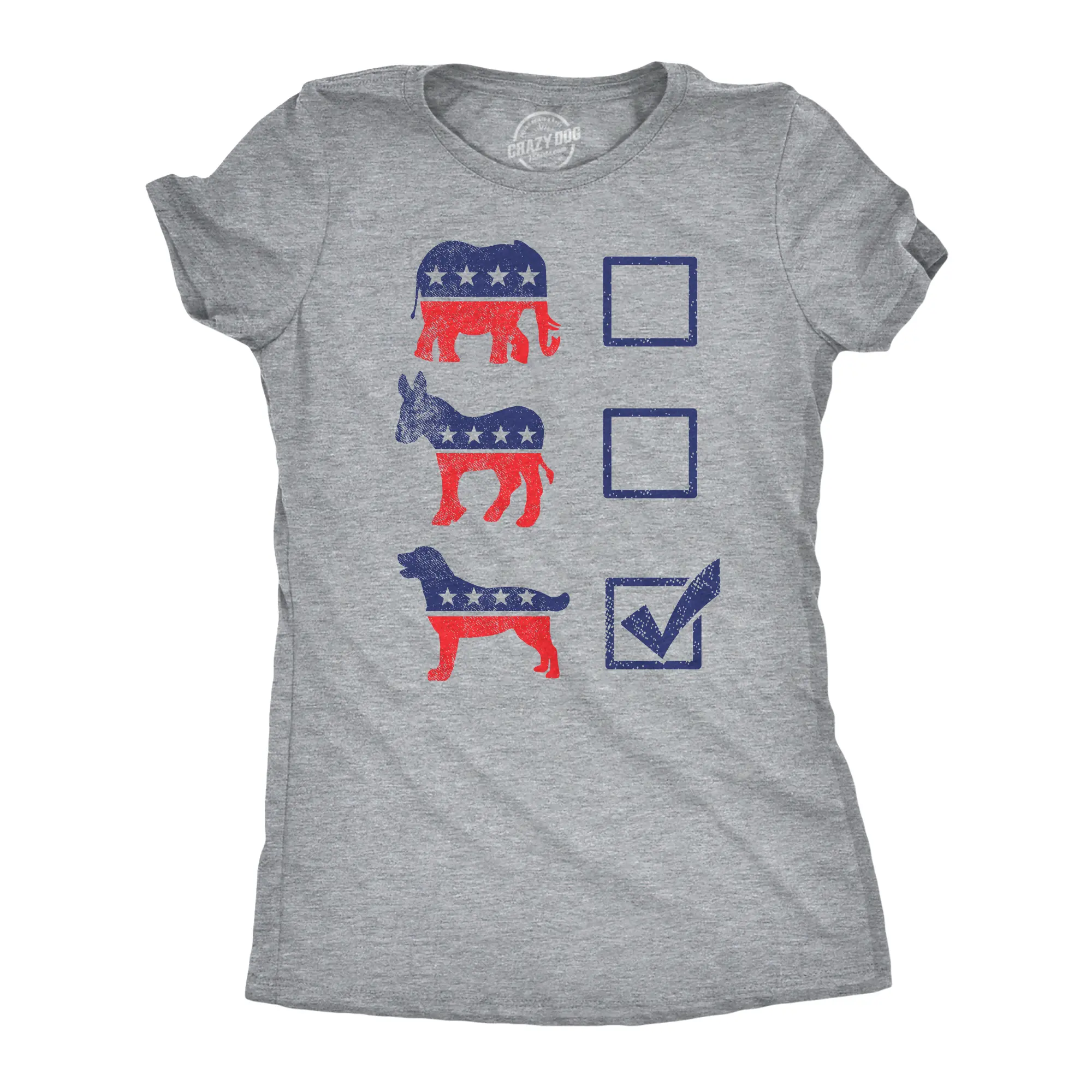 Womens Funny T Shirts Voting Ballot Dog Sarcastic Political Puppy Graphic Tee for Ladies Funny Womens T Shirts Cute Vintage Fashion Casual Ladies T-Shirt Gift Political Tops for Women Funny Dog Top Women's Light Grey