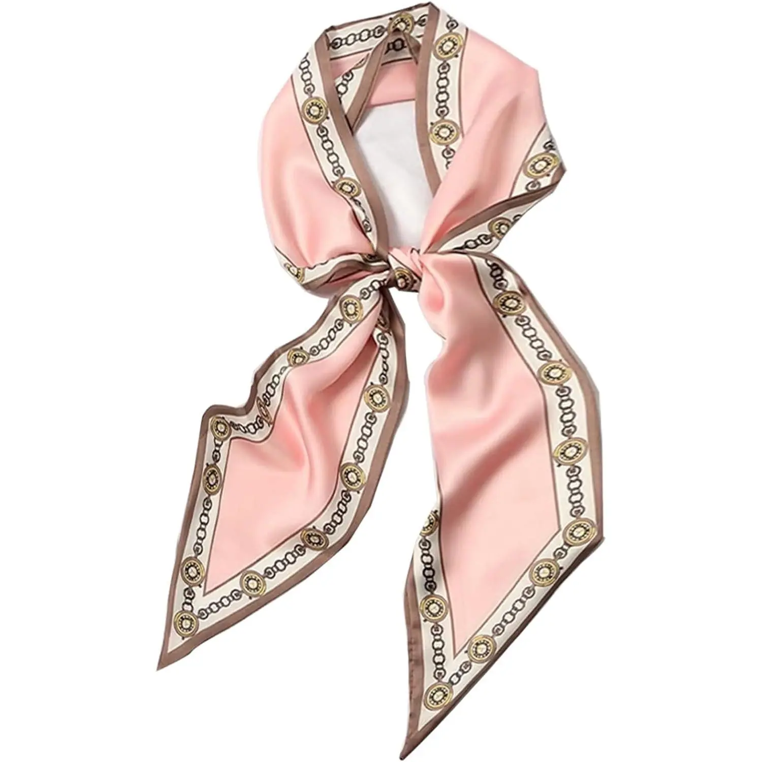 Women's Printed Oblique Angle Satin Neck Scarf - Head Scarf, 59" x 5.9" Fashion Accessory for Bag or Hair