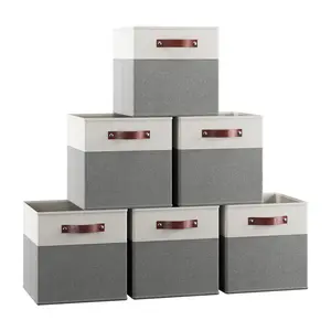 Ornavo Home 6 Pack Foldable Linen Storage Bin with Handles