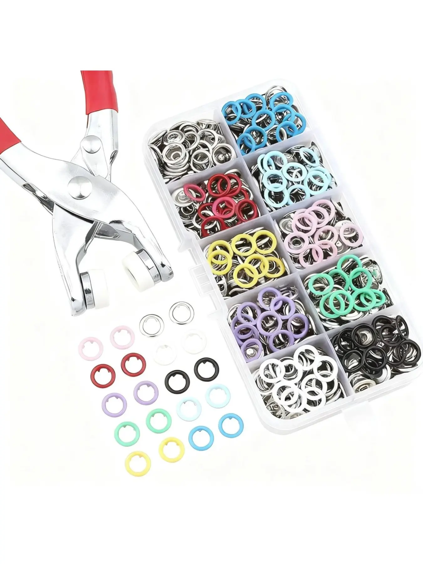 100 Sets Metal Snap Buttons with Pliers, Mixing Hollow Sewing Snap Fasteners for DIY Crafting Clothing，snap button kit，sewing supplies