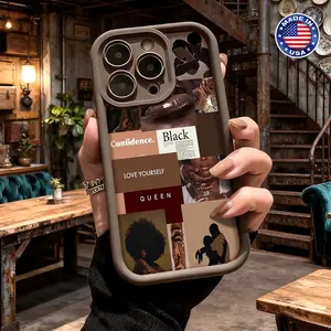 Stylish Black Queen Confidence Collage Aesthetic Design Case for iPhone 17 16 15 14 Pro Max 13 12 11 XR XS Plus Air Slim Shockproof Anti Drop Protective Durable TPU Cover