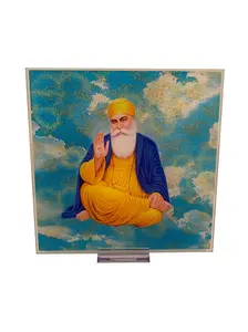 Glint World 3D Sikhism Artwork on Acrylic - Guru Nanak Dev Ji Graphic with Ik Onkar Symbols - Lightweight, Decorative Gift Photo