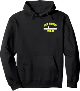 USS Midway CVA-41 Aircraft Carrier Veteran Day Front&Back Pullover Hoodie