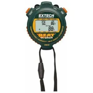 Extech Digital Thermometer Sports Stopwatch Timer - 8 Functions, 1/100 Sec Resolution, Green HW30 Clock