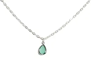Dainty Minimalist Dusty Green Teardrop Necklace for Layering