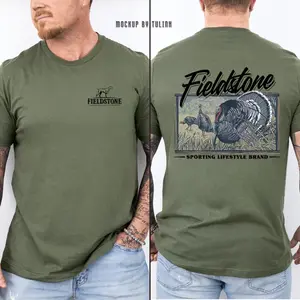 Fieldstone Turkey Hunting T-Shirt, Wild Turkey Back Print Outdoor Tee, Fieldstone Turkey Hunting T-Shirt, Classic Sporting Hunter Gift