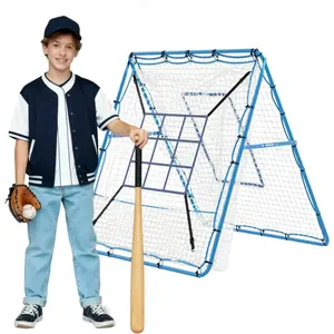 2-in-1 Baseball Rebounder Net with 9 Holes, Adjustable Baseball Bounce Back Trainer, Portable Multi-Sport Softball and Baseball Trpment Forey & More