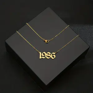 Personalized Stainless Steel Birth Year Necklace - Unique Birthday Gift for Men and Women, Father's Day Present with Engraved Number from 1980 to 2023 Ideal Anniversary, Graduation, Memorial Jewelry Him Her