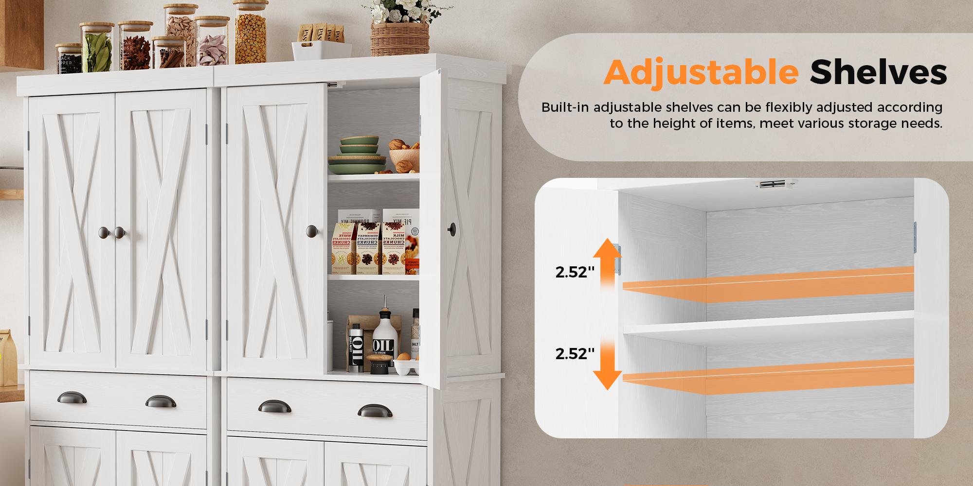 72''H Kitchen Pantry Storage Cabinet with Drawers and Adjustable Shelves – Tall Freestanding Organizer for Kitchen, Dining Room & Laundry 72''H Kitchen Pantry Storage Cabinet with Drawers and Adjustable Shelves – Tall Freestanding Organizer for Kitchen, Dining Room & Laundry
