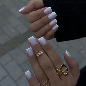 Manihaus Milky Square | Milky White French Tip Square Nails Clean Girl Aesthetic Minimalist Chic Press On Nails