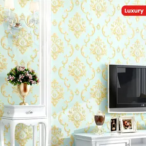 wallpaper European Luxury Bedroom Home Non-woven Wallpaper Thickened and Atmospheric 3D Three-dimensional Damascus Background