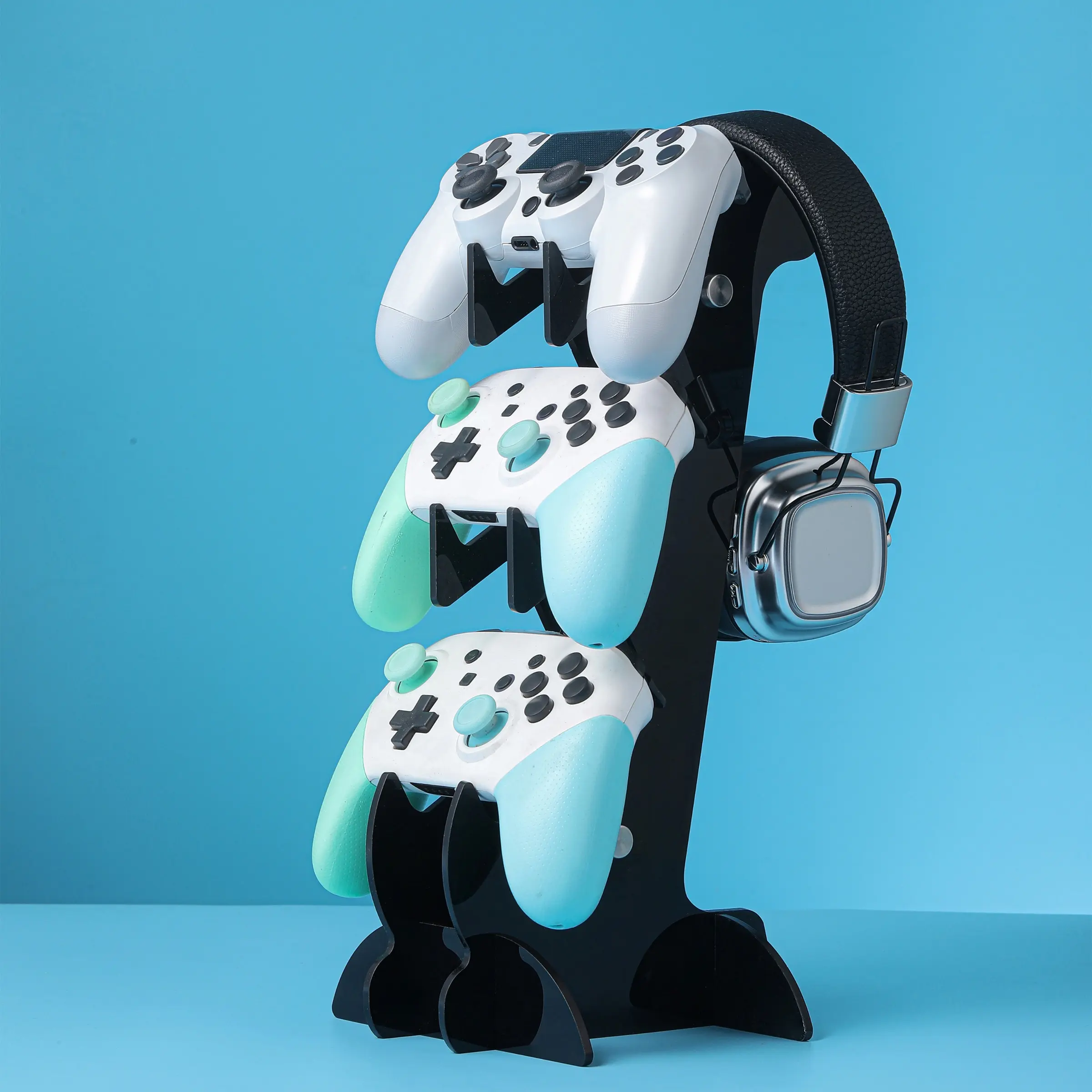 Controller & Headphone Holder, Multi-layer Game Controller Stand, Game Controller Display Stand, Gaming Console Accessories for PS5/PS4/Switch, Gaming Items