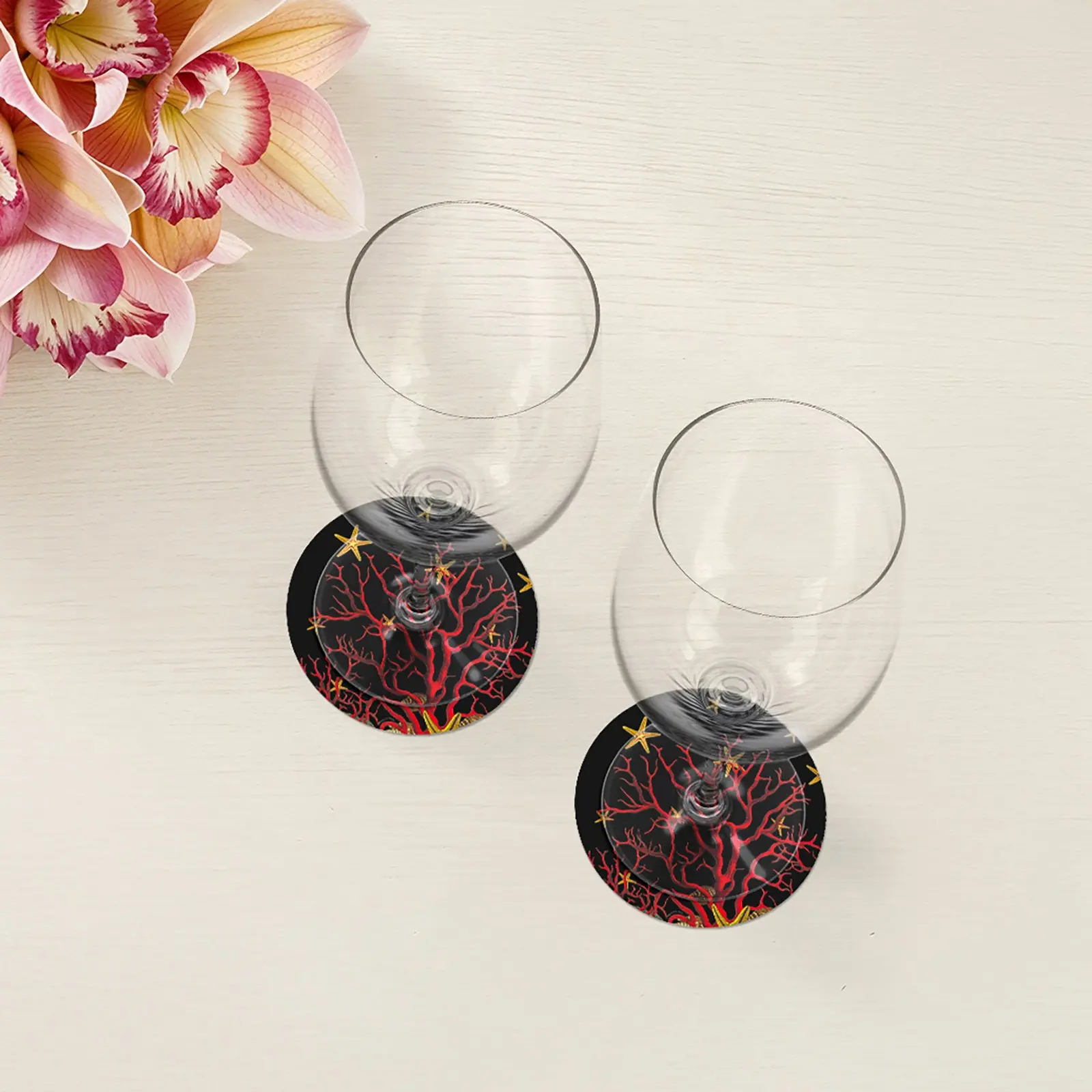 Coral Reef Vegan Leather Round Coasters