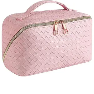 PU Makeup Bag, Makeup Organizer Pouch, Travel Cosmetic Bags, High Quality Appearance, Large Capacity, Convenient Pillow Pad, Travel Use, Washable, Embossed Craft, Multi-Functional Storage Pouch