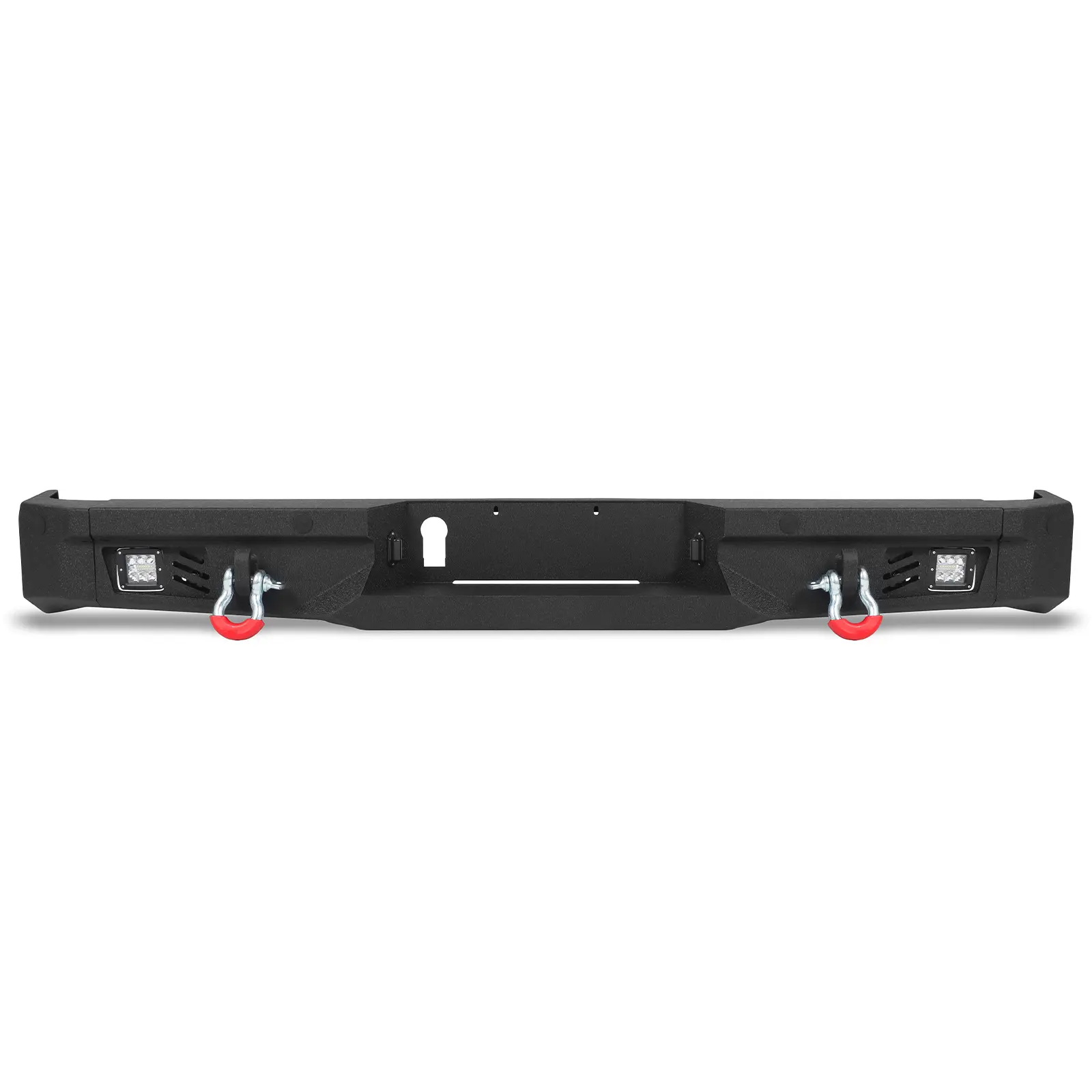 MONOKING Rear Bumper for 2014-2021 Toyota Tundra, 11-Gauge Steel Full-Width Off-Road Bumper with 4 x 18W LED Pods, D-Rings, Sensor Holes and Bed Steps