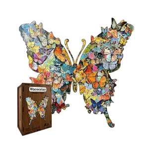 Wooden Puzzles for Adults, Butterfly Jigsaw Puzzles, Unique Animal Adult Puzzles, Irregular Creative Gift for Family,Christmas Birthday Gifts Home Decor, Wooden Puzzle Game