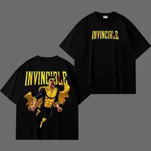 Invincible Inspired Vintage Comic Superhero Graphic T-Shirt Retro Flying Punch Hero Streetwear Tee Cotton Oversized Anime Comic Fan Shirt Unisex Casual Streetwear Gift for Superhero Fans